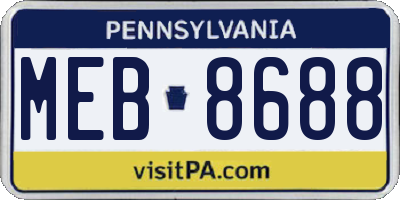 PA license plate MEB8688