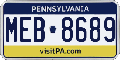 PA license plate MEB8689