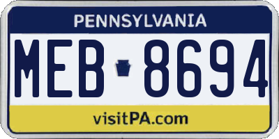 PA license plate MEB8694
