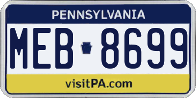 PA license plate MEB8699