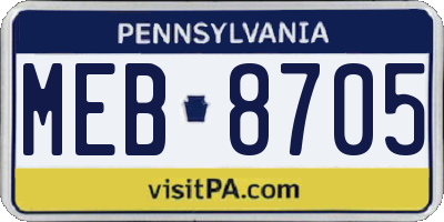 PA license plate MEB8705
