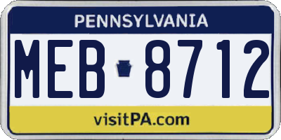 PA license plate MEB8712