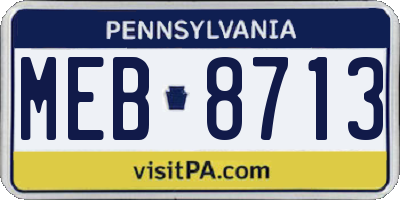 PA license plate MEB8713