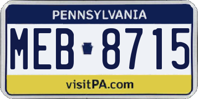 PA license plate MEB8715