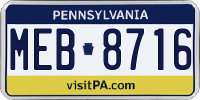 PA license plate MEB8716