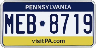 PA license plate MEB8719