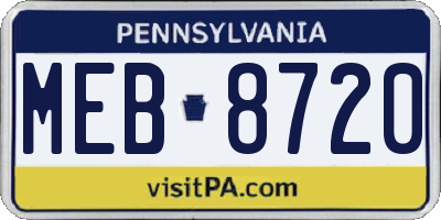 PA license plate MEB8720
