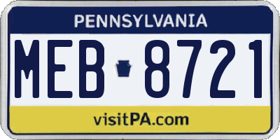 PA license plate MEB8721