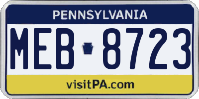 PA license plate MEB8723
