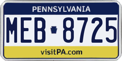 PA license plate MEB8725