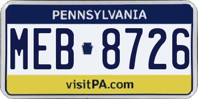 PA license plate MEB8726