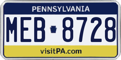 PA license plate MEB8728
