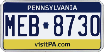 PA license plate MEB8730
