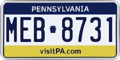 PA license plate MEB8731