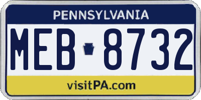 PA license plate MEB8732
