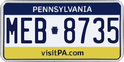 PA license plate MEB8735