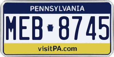 PA license plate MEB8745