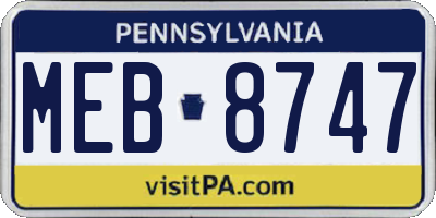 PA license plate MEB8747