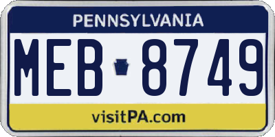 PA license plate MEB8749