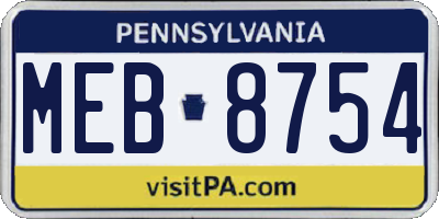 PA license plate MEB8754