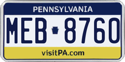 PA license plate MEB8760