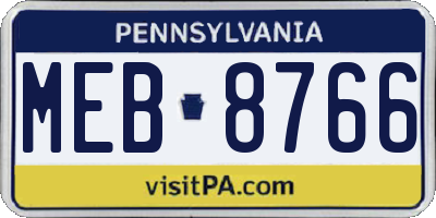 PA license plate MEB8766