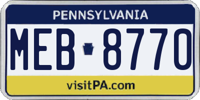 PA license plate MEB8770