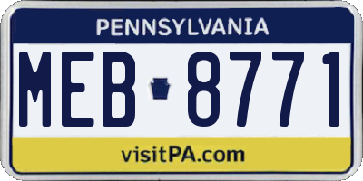 PA license plate MEB8771