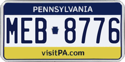 PA license plate MEB8776