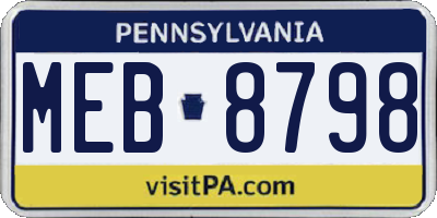 PA license plate MEB8798