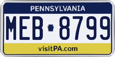 PA license plate MEB8799