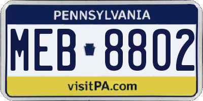 PA license plate MEB8802