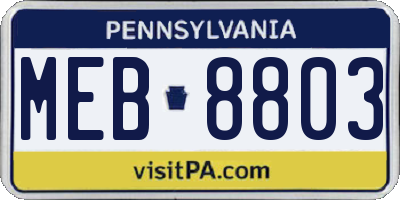 PA license plate MEB8803