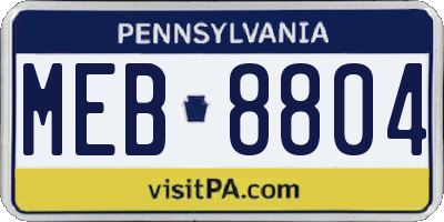 PA license plate MEB8804