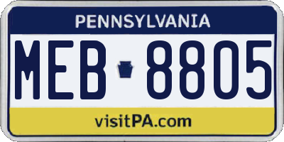PA license plate MEB8805