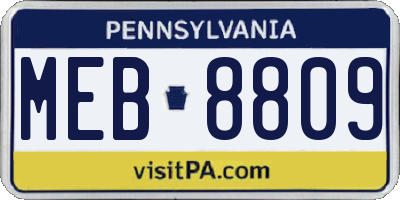 PA license plate MEB8809