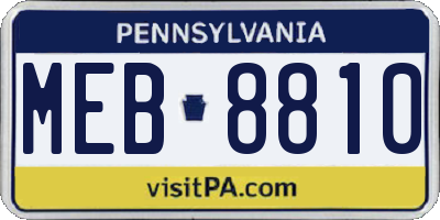 PA license plate MEB8810