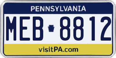 PA license plate MEB8812