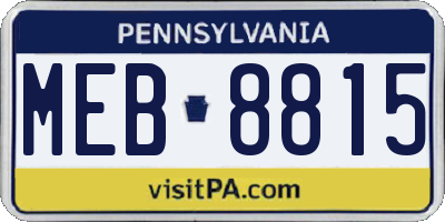 PA license plate MEB8815
