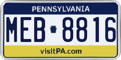 PA license plate MEB8816