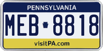 PA license plate MEB8818