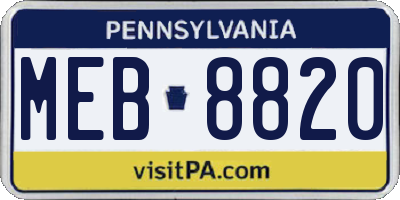 PA license plate MEB8820