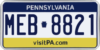 PA license plate MEB8821