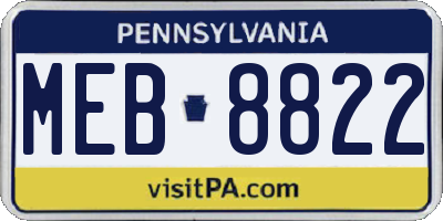 PA license plate MEB8822