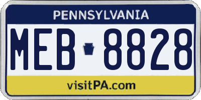 PA license plate MEB8828