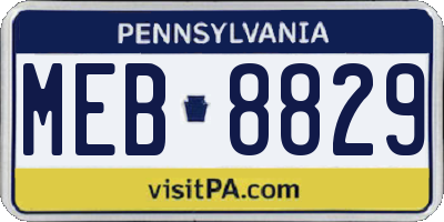 PA license plate MEB8829