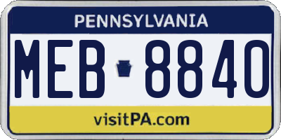 PA license plate MEB8840