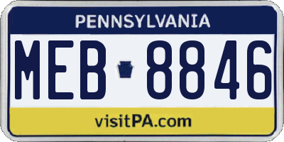 PA license plate MEB8846