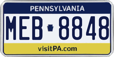 PA license plate MEB8848