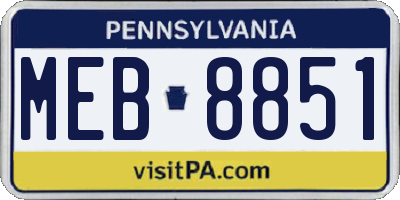 PA license plate MEB8851